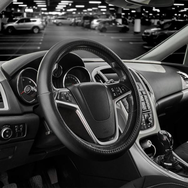 Купити Чохол на кермо Carlife 37-39см, екошкіра, чорний, один шов SW140M