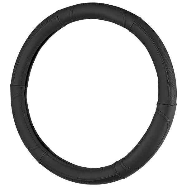 Купити Чохол на кермо Carlife 37-39см, шкіра, чорний SW242M