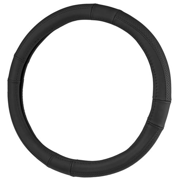 Купити Чохол на кермо Carlife 37-39см, шкіра, чорний SW244M