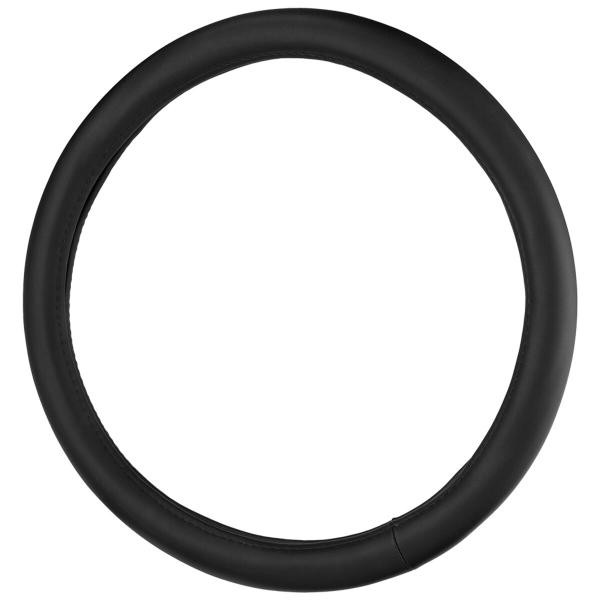 Купити Чохол на кермо Carlife 37-39см, шкіра, чорний, біла гума, один шов