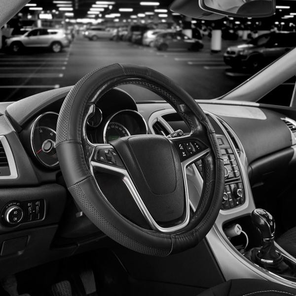 Купити Чохол на кермо Carlife 39 - 41см, шкіра, чорний SW244L