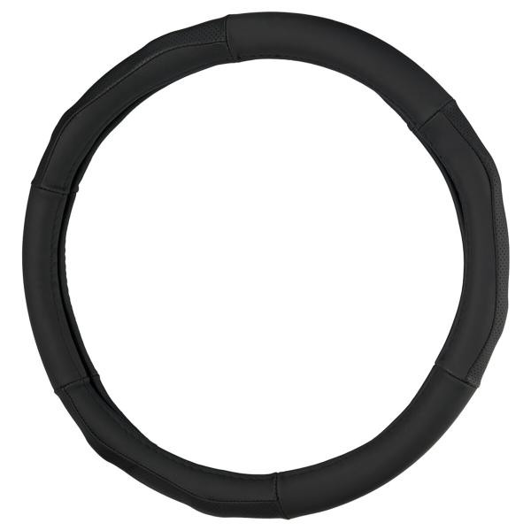 Купити Чохол на кермо Carlife 37-39см, шкіра, чорний SW245M