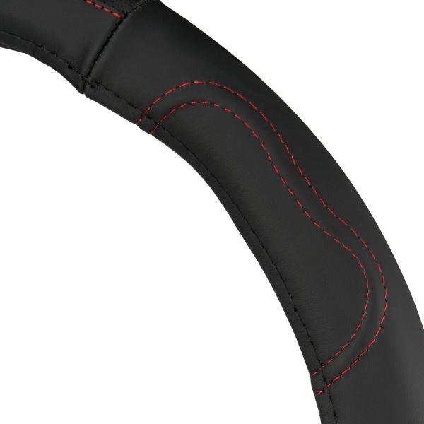 Купити Чохол на кермо Carlife 39 - 41см, шкіра, чорний з червоною ниткою