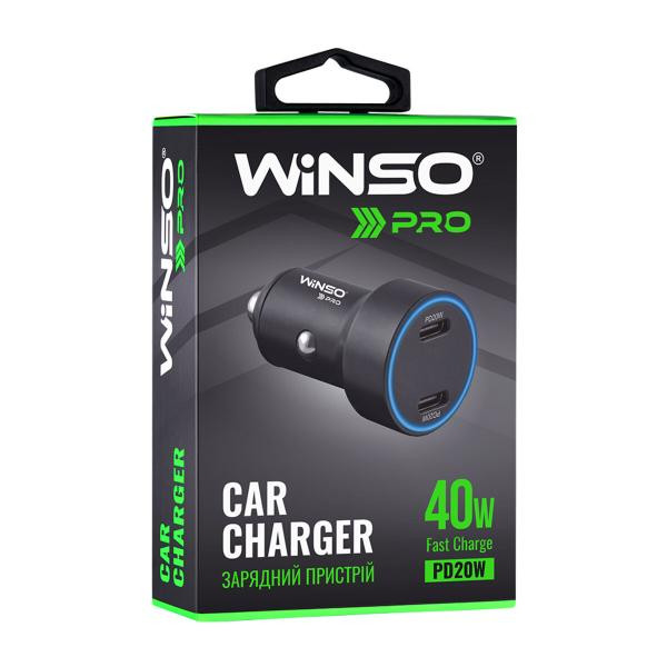Купити Автомобільний зарядний пристрій Winso PRO 40W 2xUSB-C LED Ring Metal