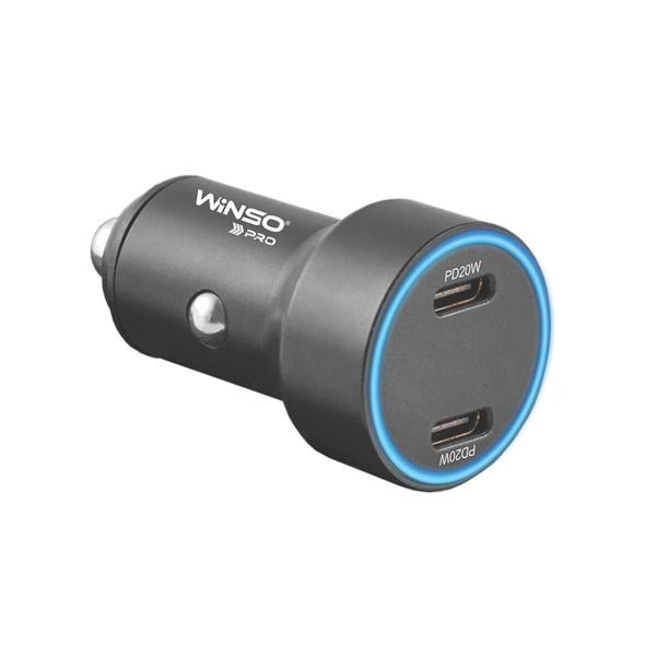 Купити Автомобільний зарядний пристрій Winso PRO 40W 2xUSB-C LED Ring Metal