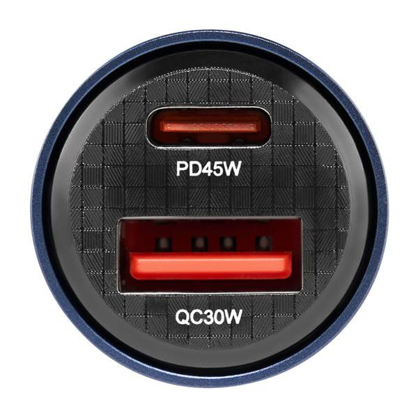 Купить Автомобильное зарядное устройство Brevia ePower DualCharge 75W 1xUSB-C+1xUSB-A, прозрачный синий