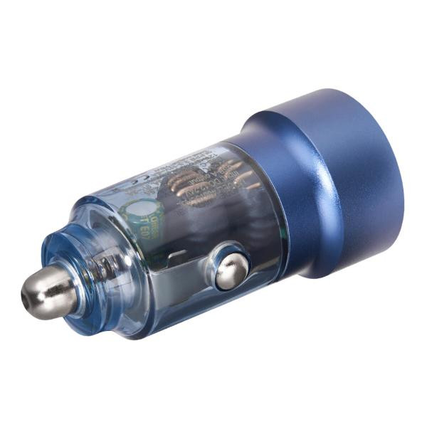 Купить Автомобильное зарядное устройство Brevia ePower DualCharge 75W 1xUSB-C+1xUSB-A, прозрачный синий