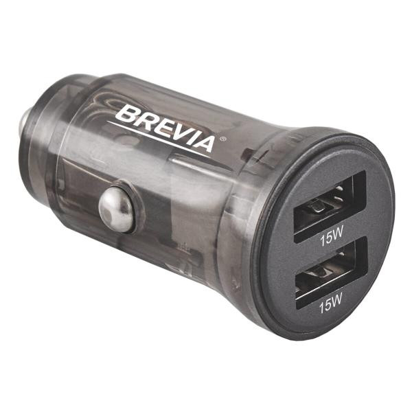 Купити Автомобільний зарядний пристрій Brevia ePower DualDrive 15W 2xUSB-A, прозорий чорний