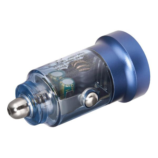 Купити Автомобільний зарядний пристрій Brevia ePower DualDrive 15W 2xUSB-A, прозорий синій