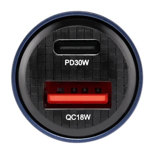 Купити Автомобільний зарядний пристрій Brevia ePower DualCharge 30W 1xUSB-C+1xUSB-A, прозорий синій