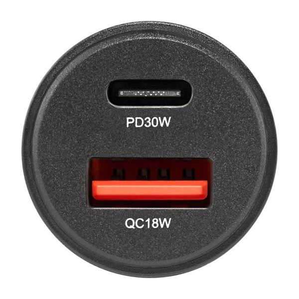 Купити Автомобільний зарядний пристрій Brevia ePower DualCharge 30W 1xUSB-C+1xUSB-A, прозорий чорний