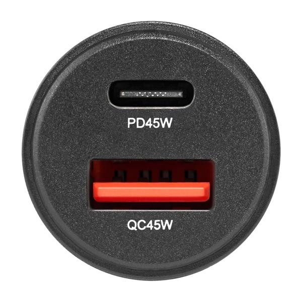 Купити Автомобільний зарядний пристрій Brevia ePower DualCharge 45W 1xUSB-C+1xUSB-A, прозорий чорний