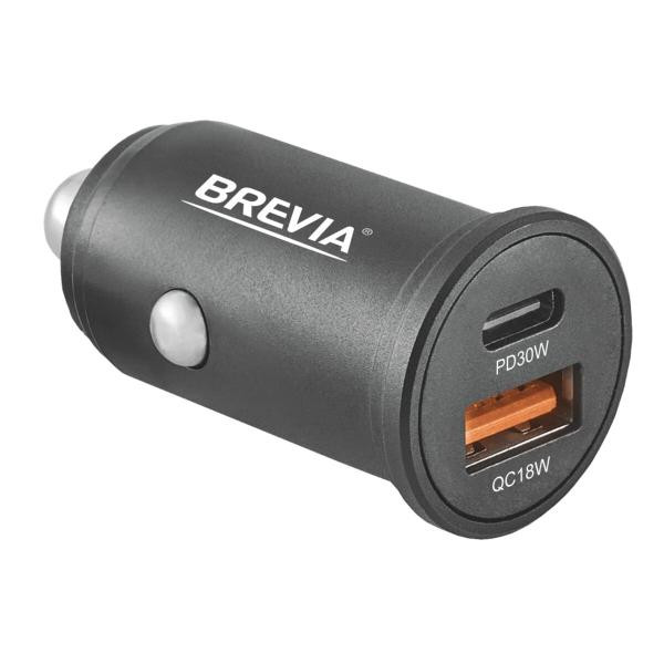 Купить Автомобильное зарядное устройство Brevia ePower DualMetal 48W 1xUSB-C+1xUSB-A, черный