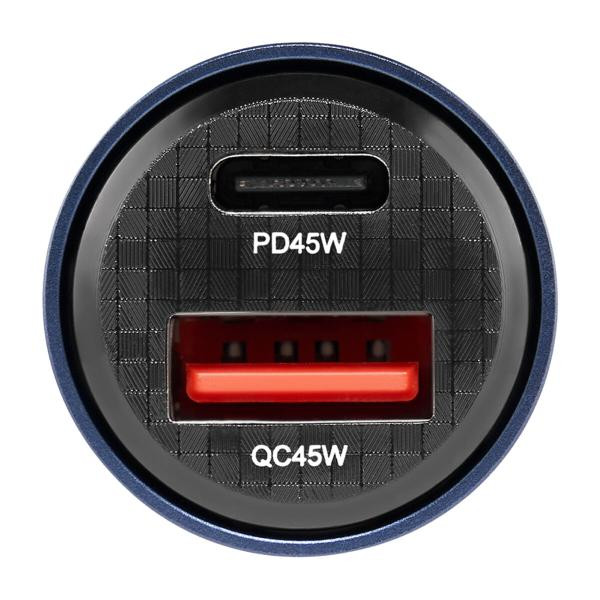 Купить Автомобильное зарядное устройство Brevia ePower DualCharge 45W 1xUSB-C+1xUSB-A, прозрачный синий