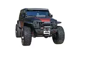 Buy Front steel bumper under GO Industries winch - Jeep Wrangler JK