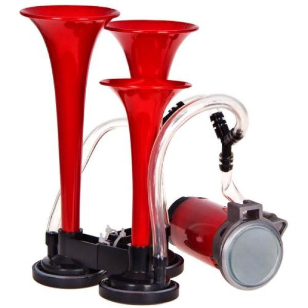 Купити Сигнал повітряний CA-10730/Еlephant/3-дудки пластик,червоний 12V/165мм,200мм,215мм