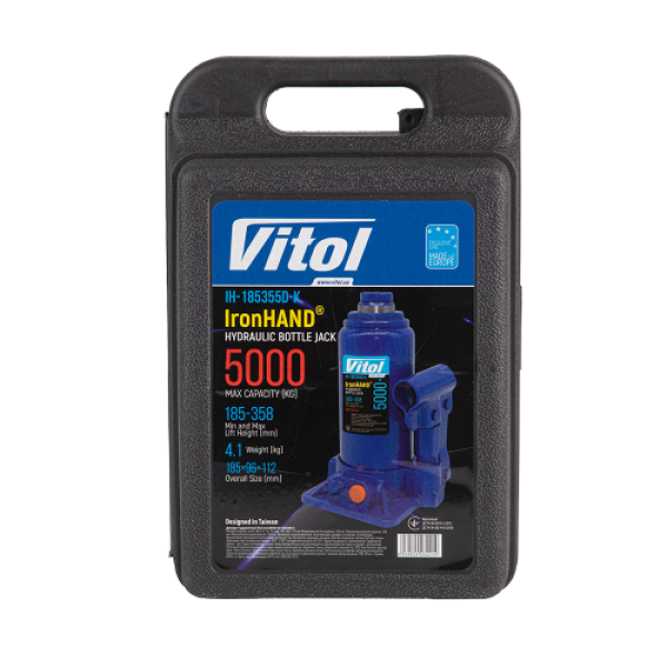 Купити Домкрат гідравлічний  телескоп  5 т валіза. Висота піднімання  185-358 мм 4,1кг Iron Hand (IH-185355D-K)