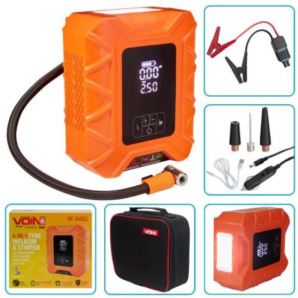 Купити Компресор "VOIN" VC-345CL 4in1/14.8V/37.0wh/10000mAh/Бустер/Повербанк/Ліхтар