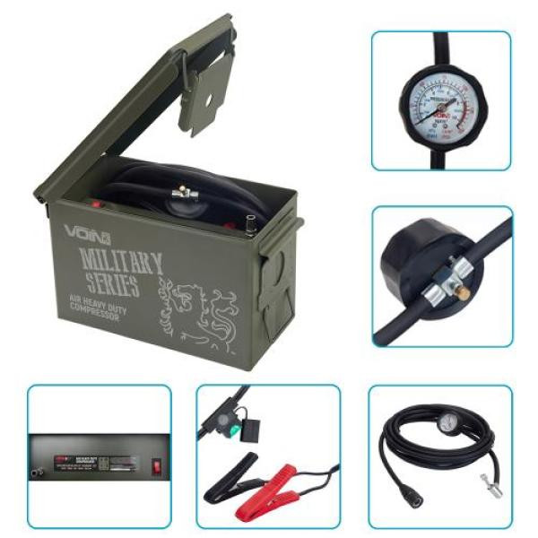 Купить Компресор автомобільний "VOIN" VM-070 "MILITARY SERIES" 150psi/25A/90л/клемми