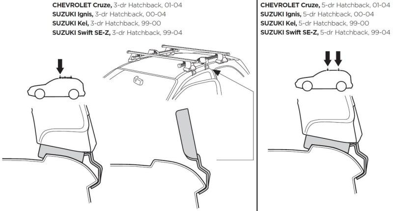 Купити Монтажный комплект Thule 1166 для Suzuki Swift (mkI) 1999-2004 / Kei (mkI) 1998-2000 / Ignis (mkI) 2000-2004; Chevrolet Cruze (mkI) 2000-2004 (TH 141166)