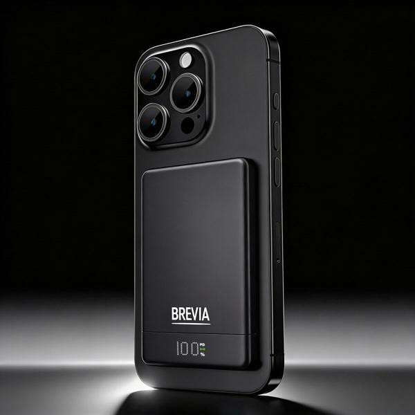 Купить Повербанк (Power Bank) Brevia ePower 5000mAh MagSafe SuperSlim PD20W, Qі15W LCD чорний