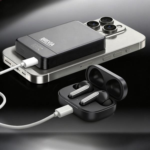 Купить Повербанк (Power Bank) Brevia ePower 10000mAh MagSafe SuperSlim PD20W, Qі15W LCD чорний