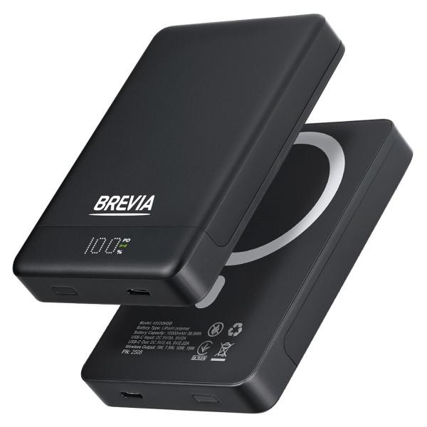 Купить Повербанк (Power Bank) Brevia ePower 10000mAh MagSafe SuperSlim PD20W, Qі15W LCD чорний