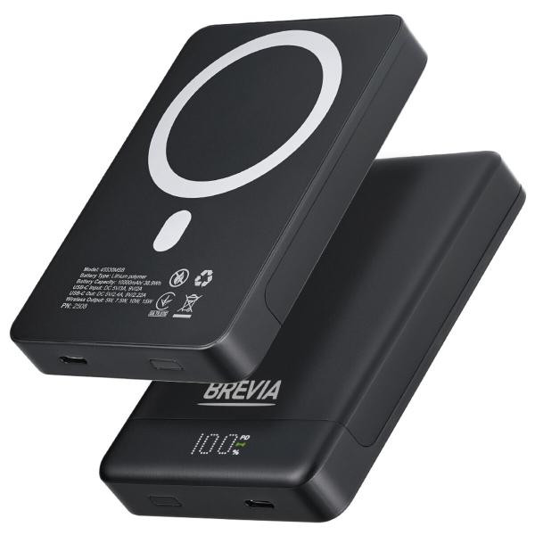 Купить Повербанк (Power Bank) Brevia ePower 10000mAh MagSafe SuperSlim PD20W, Qі15W LCD чорний