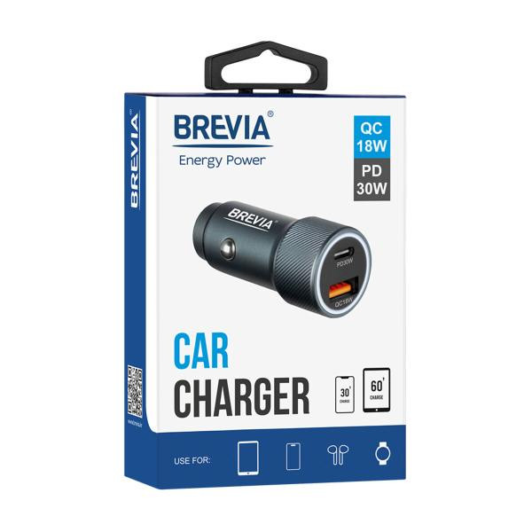 Купить Автомобільний зарядний пристрій Brevia ePower Dual Grip Metal LED 48W 1xUSB-C+1xUSB-A
