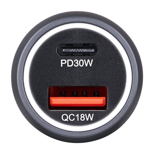 Купить Автомобільний зарядний пристрій Brevia ePower Dual Style Metal LED 48W 1xUSB-C+1xUSB-A