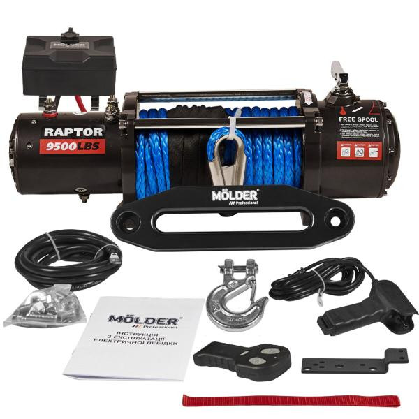 Купить Лебідка Molder Raptor 9500lbs (5.5hp/4.1kw; 265:1) синтетичний трос