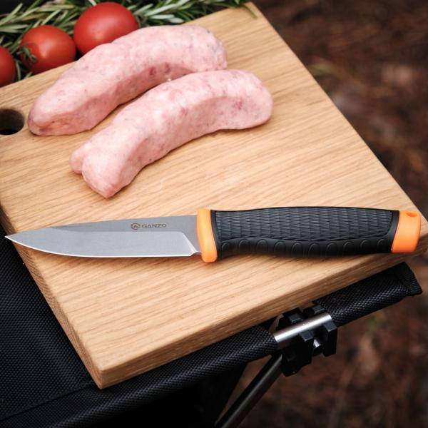 Buy Knife ganzo g806 -or orange with scissors