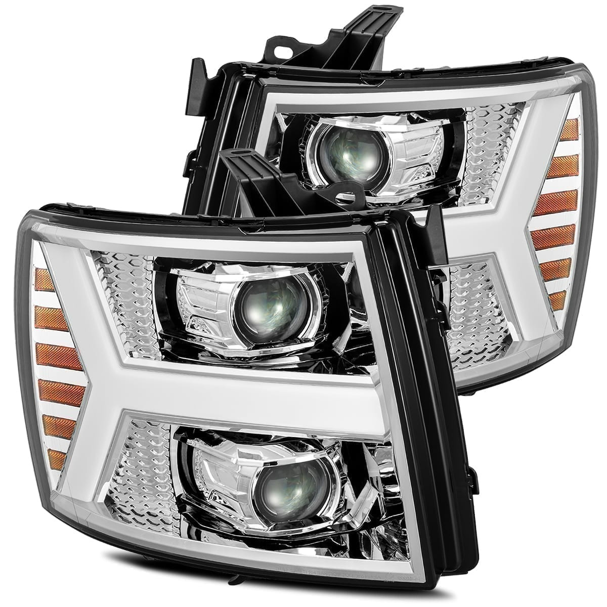 Buy Front headlights Chevrolet Silverado 2007-2013 Pro Series Chrome Alpharex Axhl-Cl07-PTS-C-A