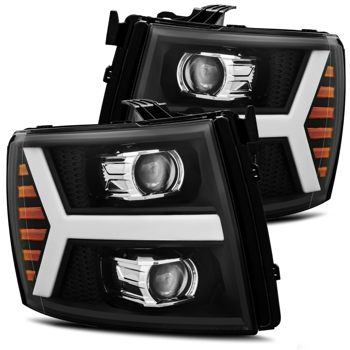 Buy Front headlights Chevrolet Silverado 2007-2013 Pro Series Black Alpharex Axhl-Cl07-PTS-B-A