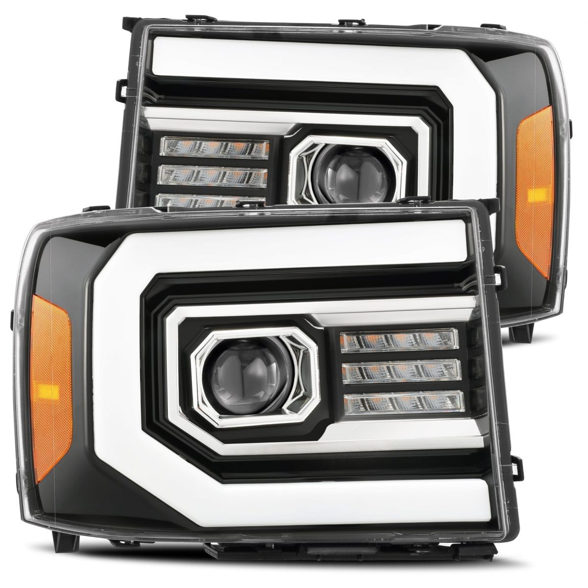 Buy Front headlights GMC Sierra 2007-2013 Pro Series Carbon-Black Alparex Axhl-Gs07-pps-LB-A