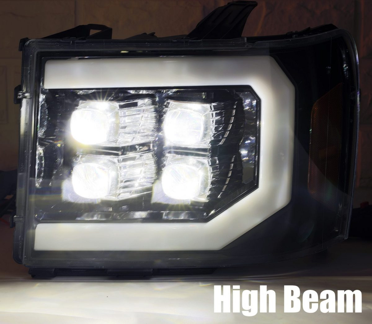Buy Front headlights GMC Sierra 2007-2013 LED NOVA series carbohy-black Alpharex Axhl-GS07-PPTS-LB-A