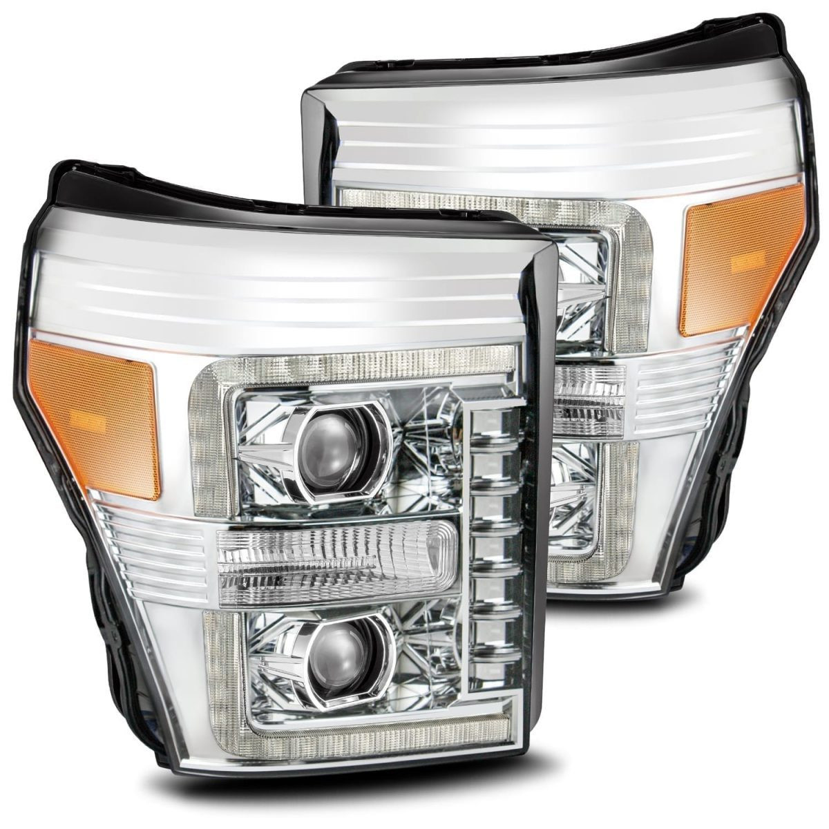 Buy Front headlights Ford Super Duty 2011-2016 Pro Series Chrome Alpharex AHL-FD11-P-S-C