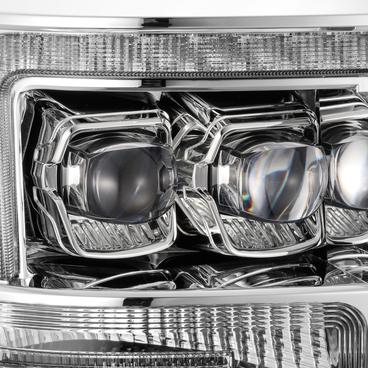 Buy Front headlights Ford Super Duty 2011-2016 LED NOVA series Chrome Alpharex AHL-FD11-N-C