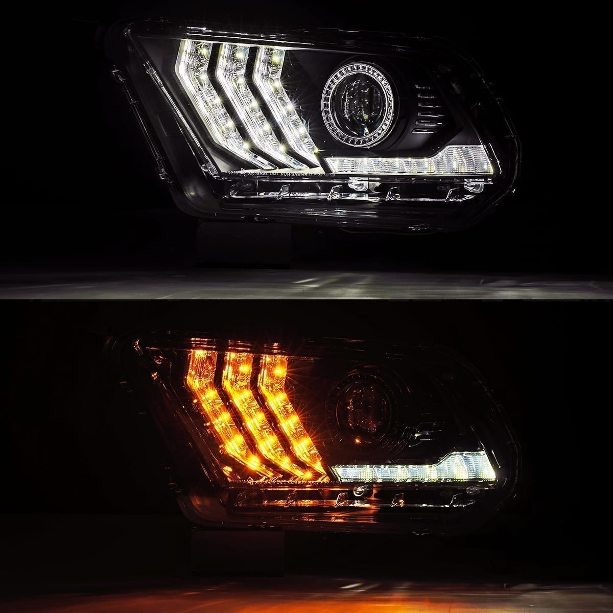 Купить Передние фары LED Ford Mustang 2010-2014 LED LUXX серия черные AlphaRex AHL-FM10-PL-SA-B