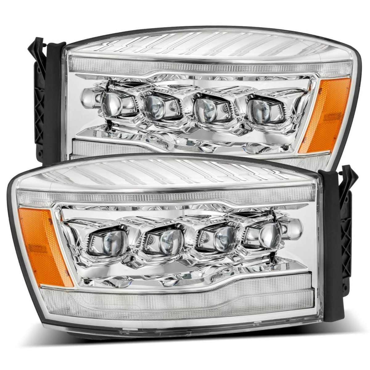 Купить Передние фары Dodge Ram 1500 Classic 2006-2008 LED NOVA серия хром AlphaRex AHL-DR06-N-C