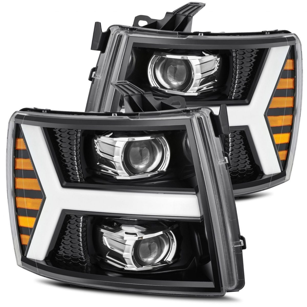 Buy Front headlights Chevrolet Silverado 2007-2013 LED LUXX Series Carbon-Black Alpharex AHL-CL07-PL-SA-LB