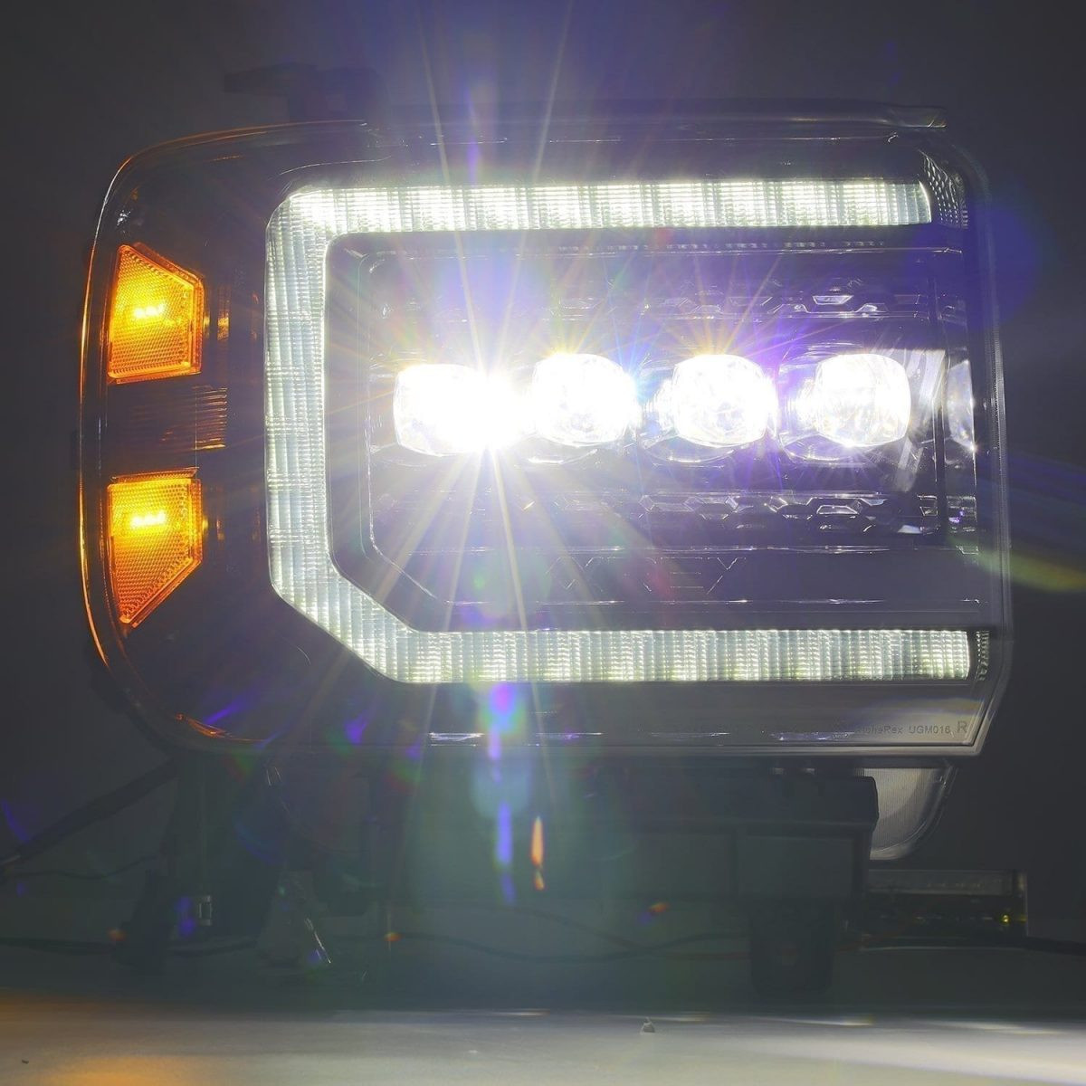 Buy Front headlights GMC Sierra 2014-2018 LED Nova Series Color ALPHA-BLACK ALPHAREX AHL-GS14-N-FLB