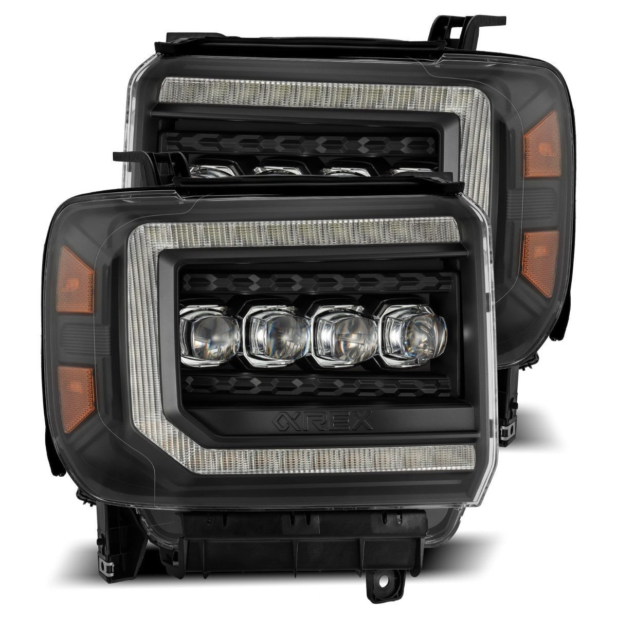 Buy Front headlights GMC Sierra 2014-2018 LED Nova Series Black Alpharex Ahl-GS14-N-B
