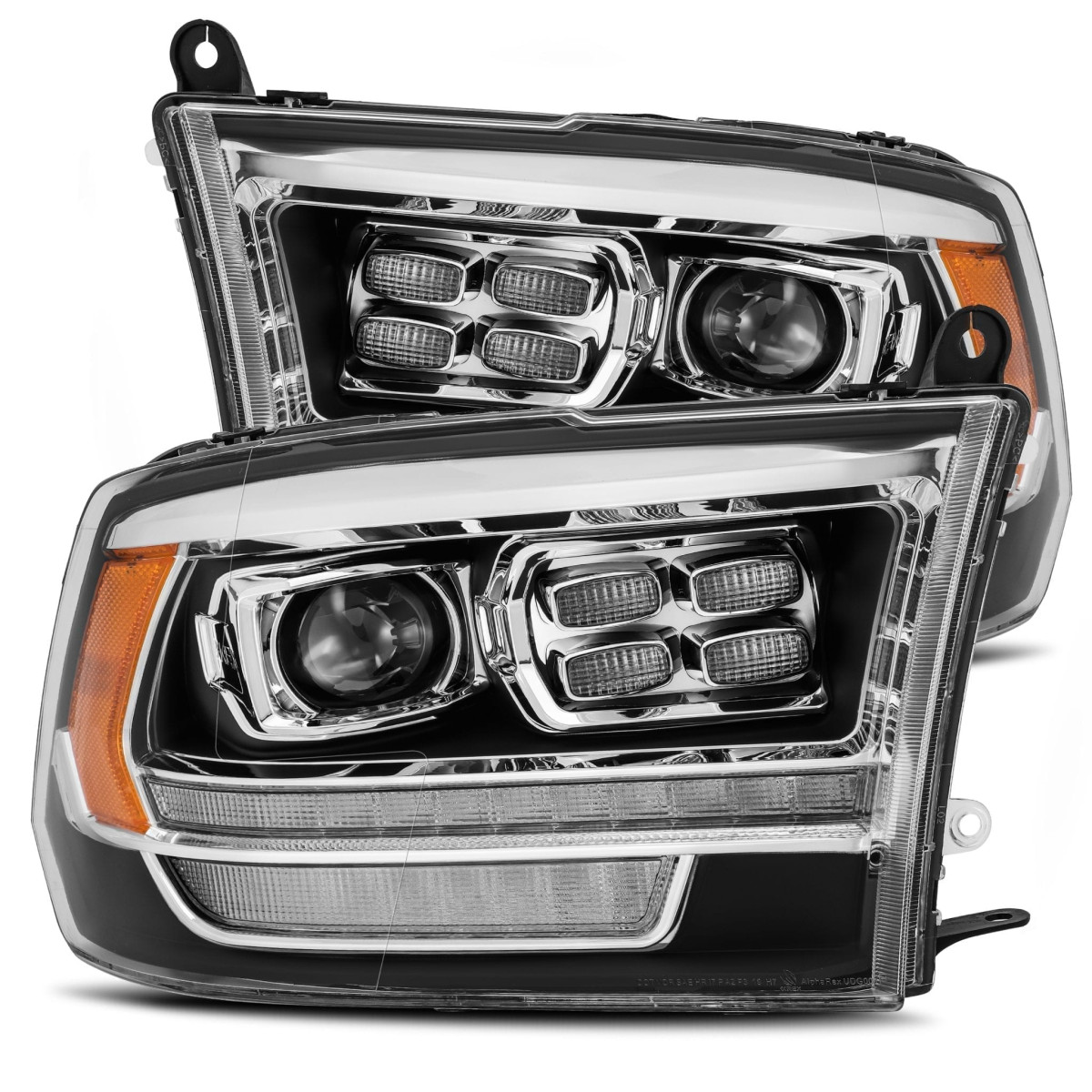 Купити Передні фари Dodge Ram 1500 Classic 2009-2023 LED LUXX серія чорні AlphaRex AHL-DR09-PL-G4-SA-B2