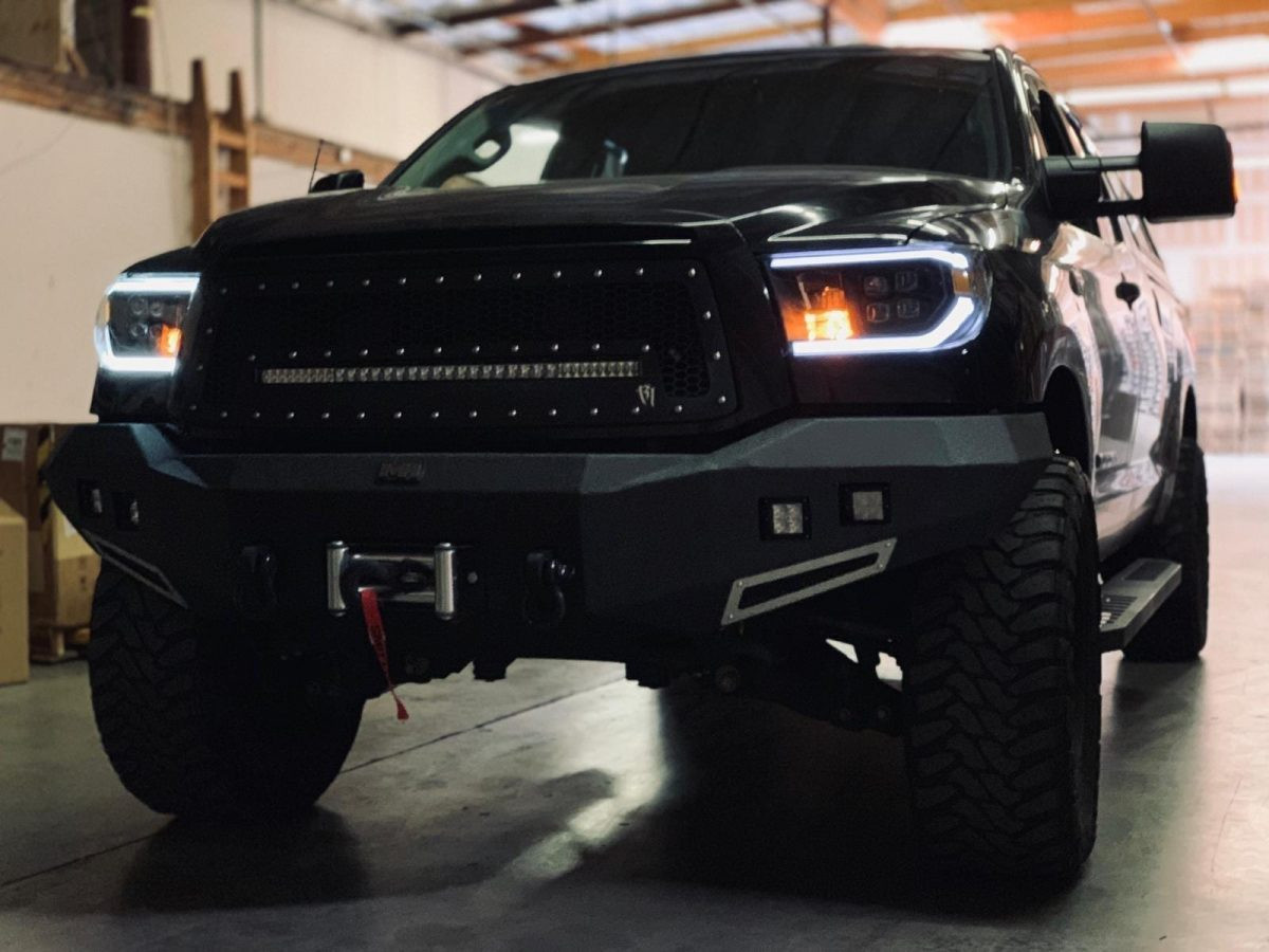 Buy Front headlights Toyota Tundra 2007-2013 LED NOVA Black ALPHAREX AHL-TUN07-N-AA-B