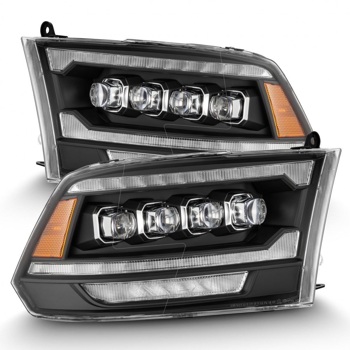 Купить Передние фары Dodge Ram 1500 Classic 2009-2023 LED G2 Style NOVA серия черные AlphaRex AHL-DR09-G5-N-B