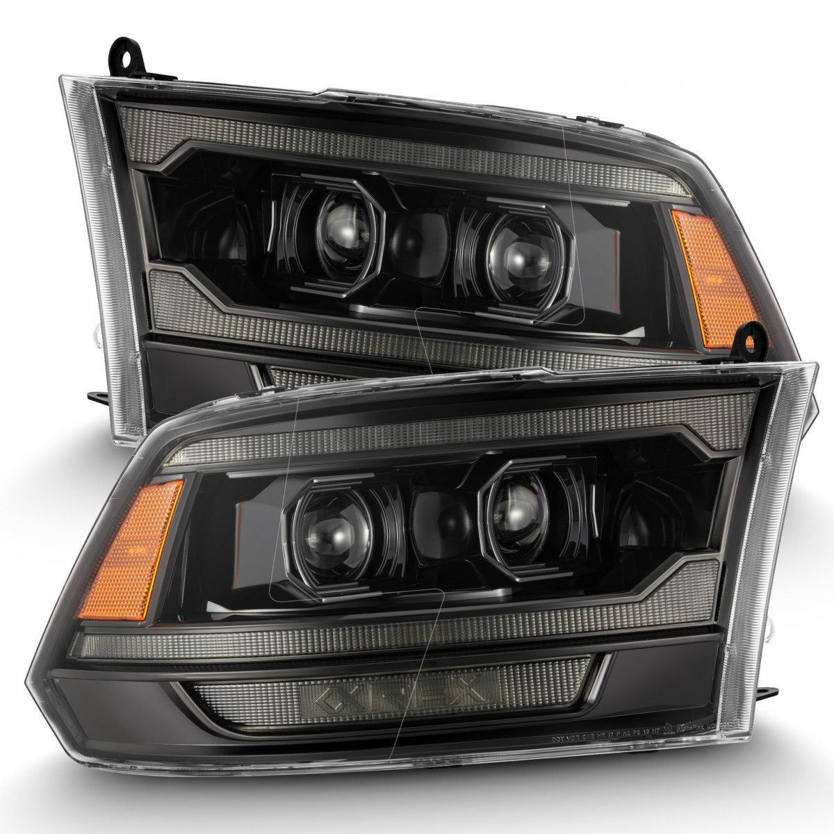 Купить Передние фары Dodge Ram 1500 Classic 2009-2023 LED G2 Style LUXX серия цвет Alpha-Black AlphaRex AHL-DR09-G5-PL-SA-FLB