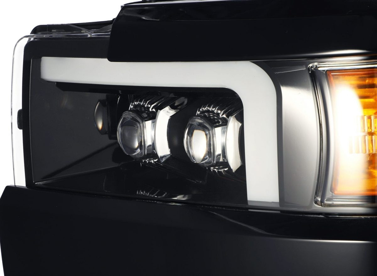 Купити Передні фари Chevrolet Silverado 2500HD 2015-2019 LED NOVA серія вуглево-чорні / чорна Grill вставка AlphaRex AHL-CL215-N-SA-LB.