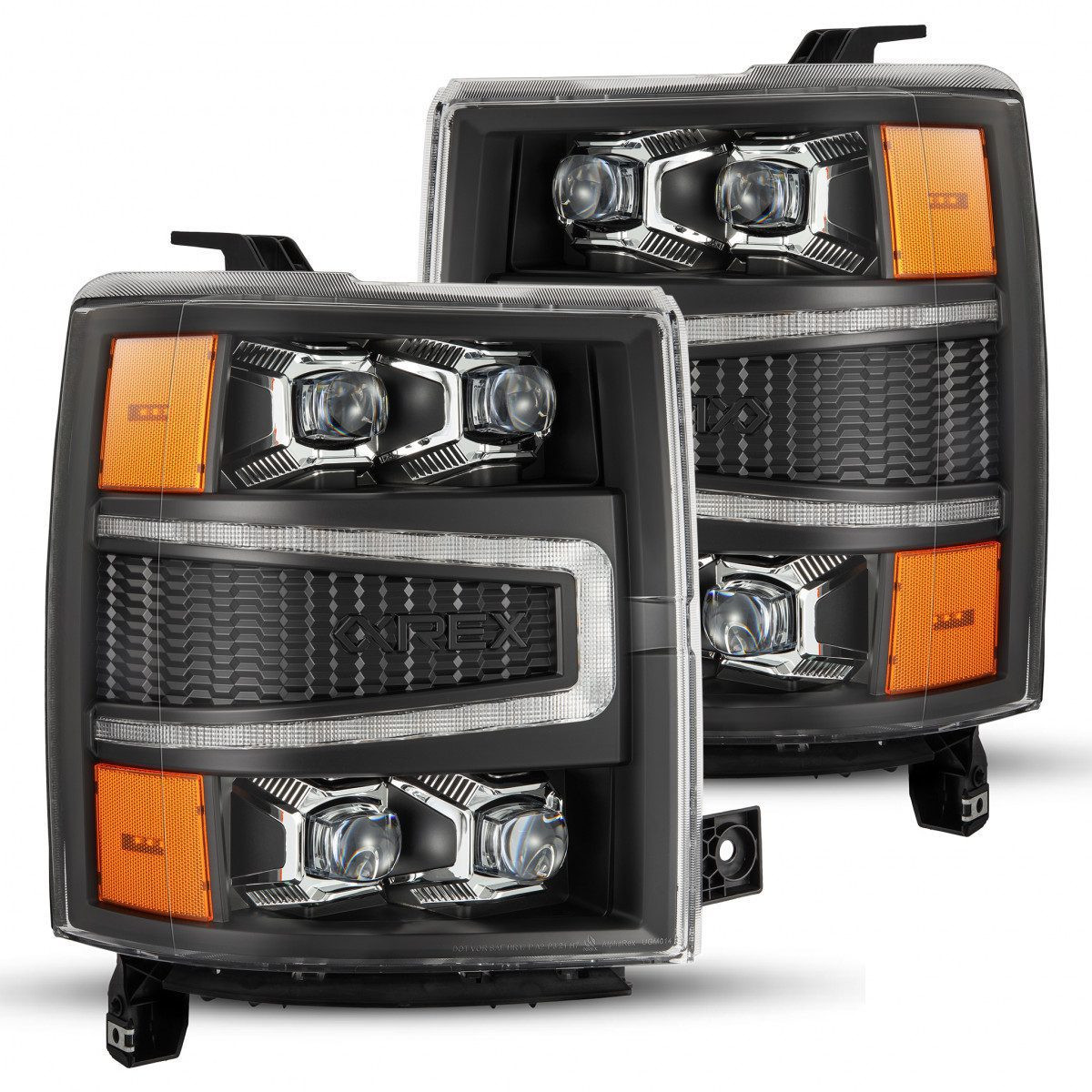 Купити Передні фари Chevrolet Silverado 1500 2014-2015 LED NOVA серія чорні AlphaRex AHL-CL14-N-B