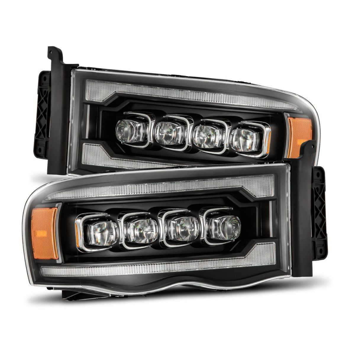 Купити Передні фари Dodge Ram 1500 Classic 2002-2005 LED NOVA серія чорні AlphaRex AHL-DR02-N-B